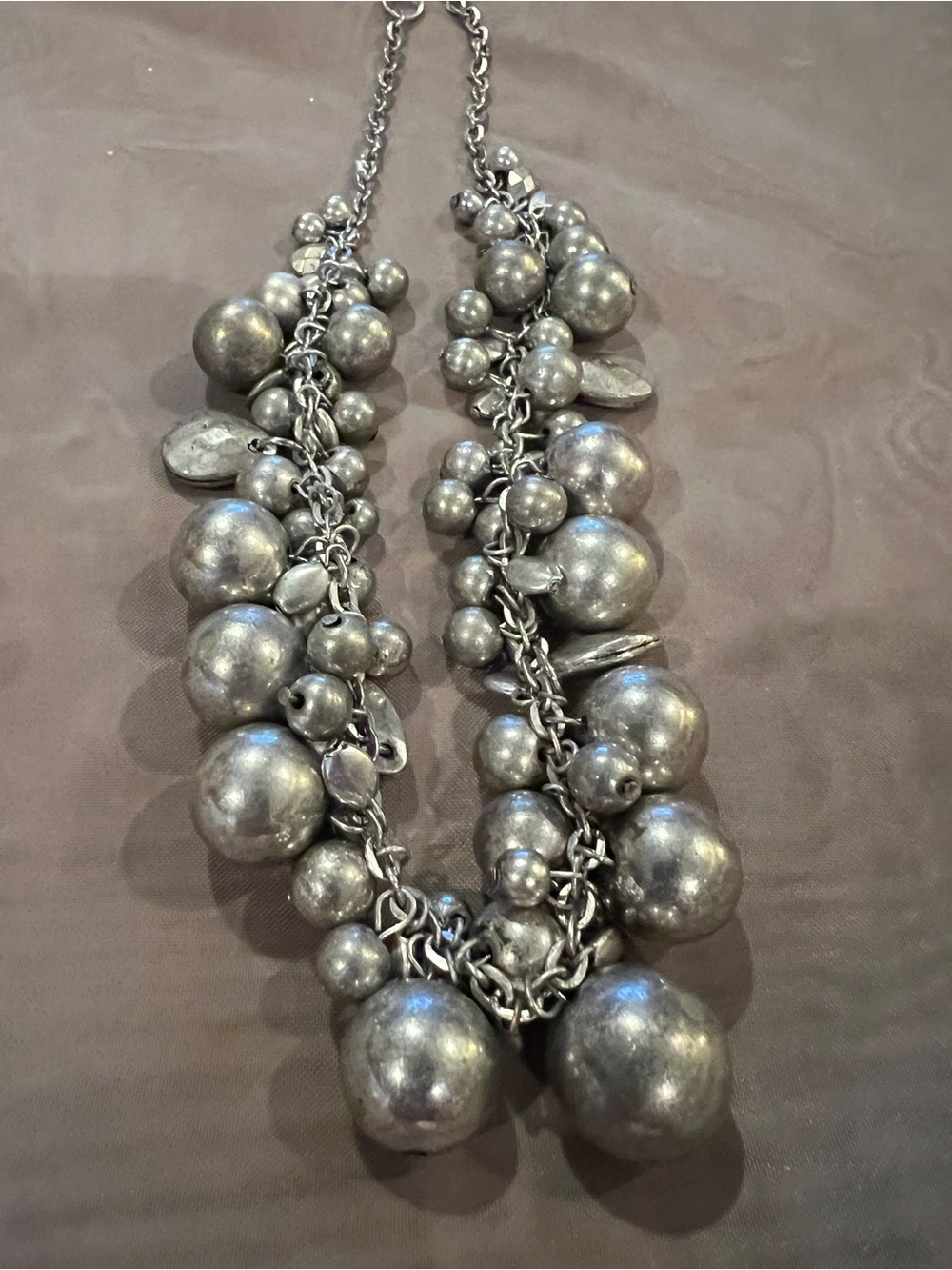 Silver-Tone Cluster Bead Necklace by Ruby Road